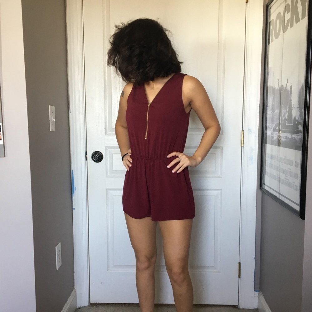 Maroon and gold romper